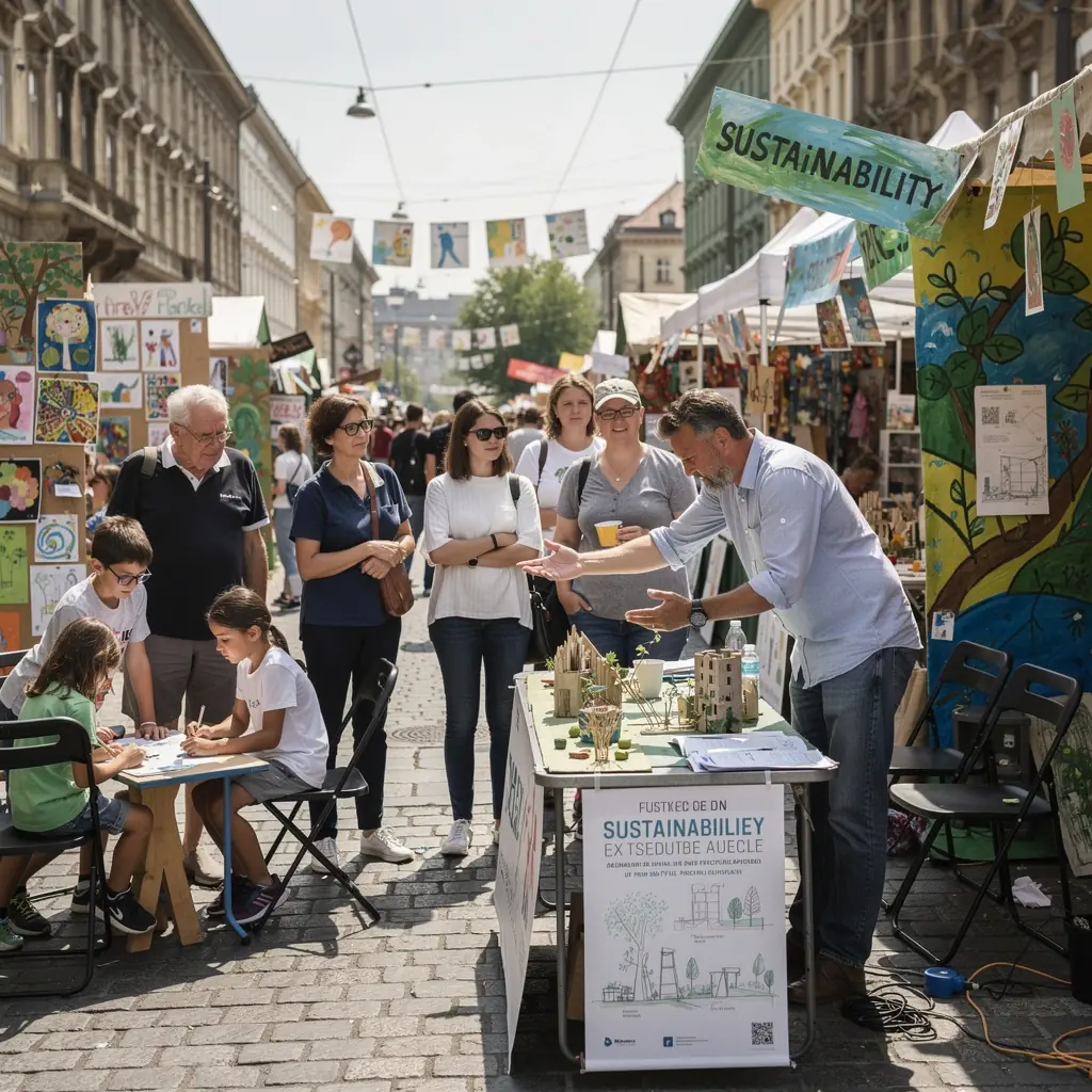 Modern épület terve, amely a fenntartható dizájn elveit alkalmazza.